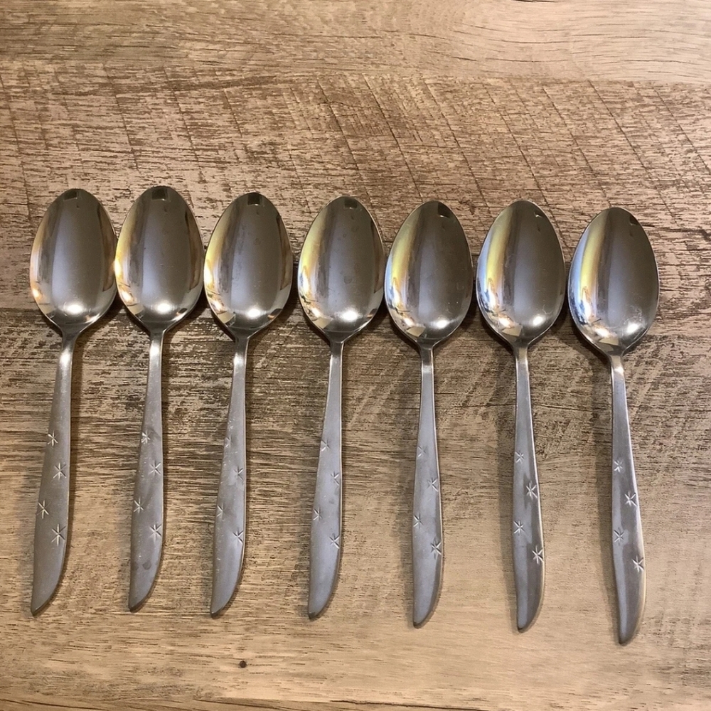 (7) Acsons "ACF3" Atomis 4 Star Motif Stainless Teaspoons Japan